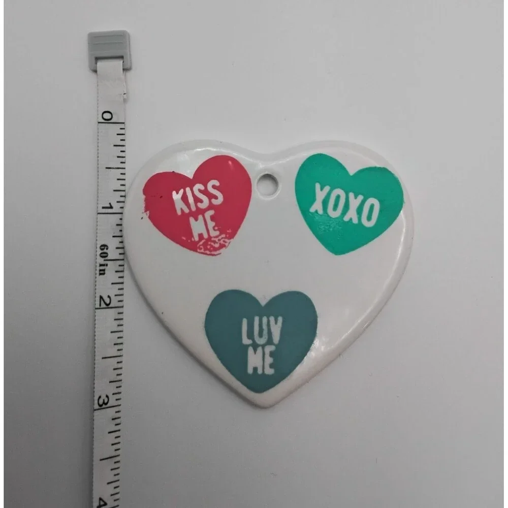 Valentines Day White Ceramic Conversation Heart Ornament Decoration